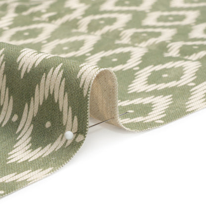 Cotton and Linen Canvas Print - Fern Diamonds and Dots - British Imported Detail