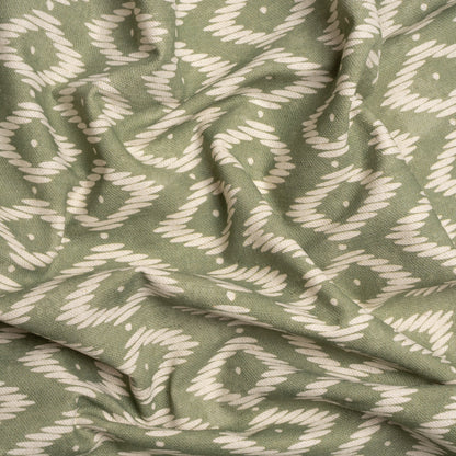Cotton and Linen Canvas Print - Fern Diamonds and Dots - British Imported