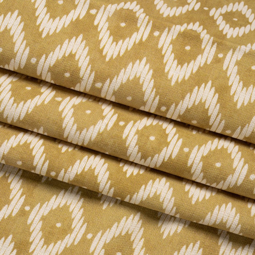 Cotton and Linen Canvas Print - Gold Diamonds and Dots - British Imported Folded