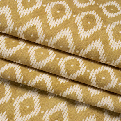 Cotton and Linen Canvas Print - Gold Diamonds and Dots - British Imported Folded