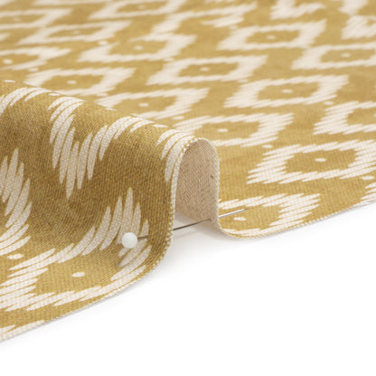 Cotton and Linen Canvas Print - Gold Diamonds and Dots - British Imported Detail