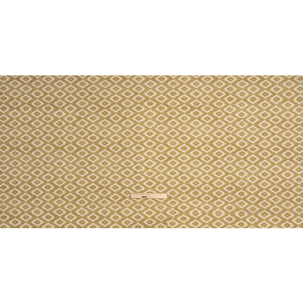 Cotton and Linen Canvas Print - Gold Diamonds and Dots - British Imported Full