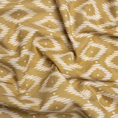 Cotton and Linen Canvas Print - Gold Diamonds and Dots - British Imported