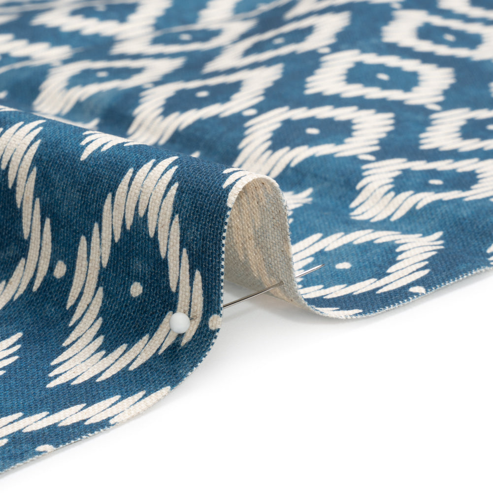 Cotton and Linen Canvas Print - Midnight Diamonds and Dots - British Imported Detail