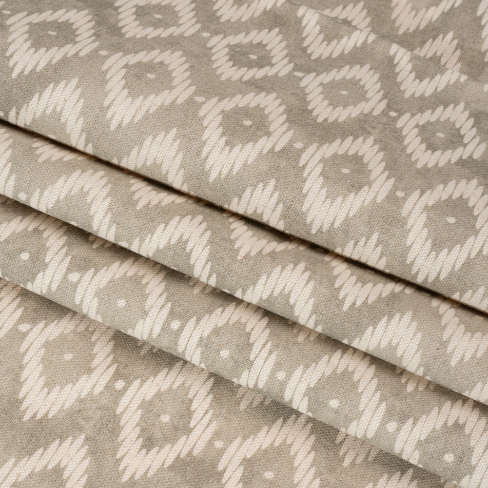 Cotton and Linen Canvas Print - Pebble Diamonds and Dots - British Imported Folded