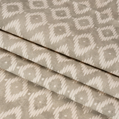 Cotton and Linen Canvas Print - Pebble Diamonds and Dots - British Imported Folded