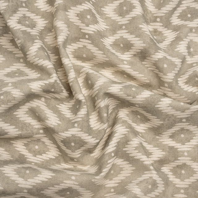 Cotton and Linen Canvas Print - Pebble Diamonds and Dots - British Imported