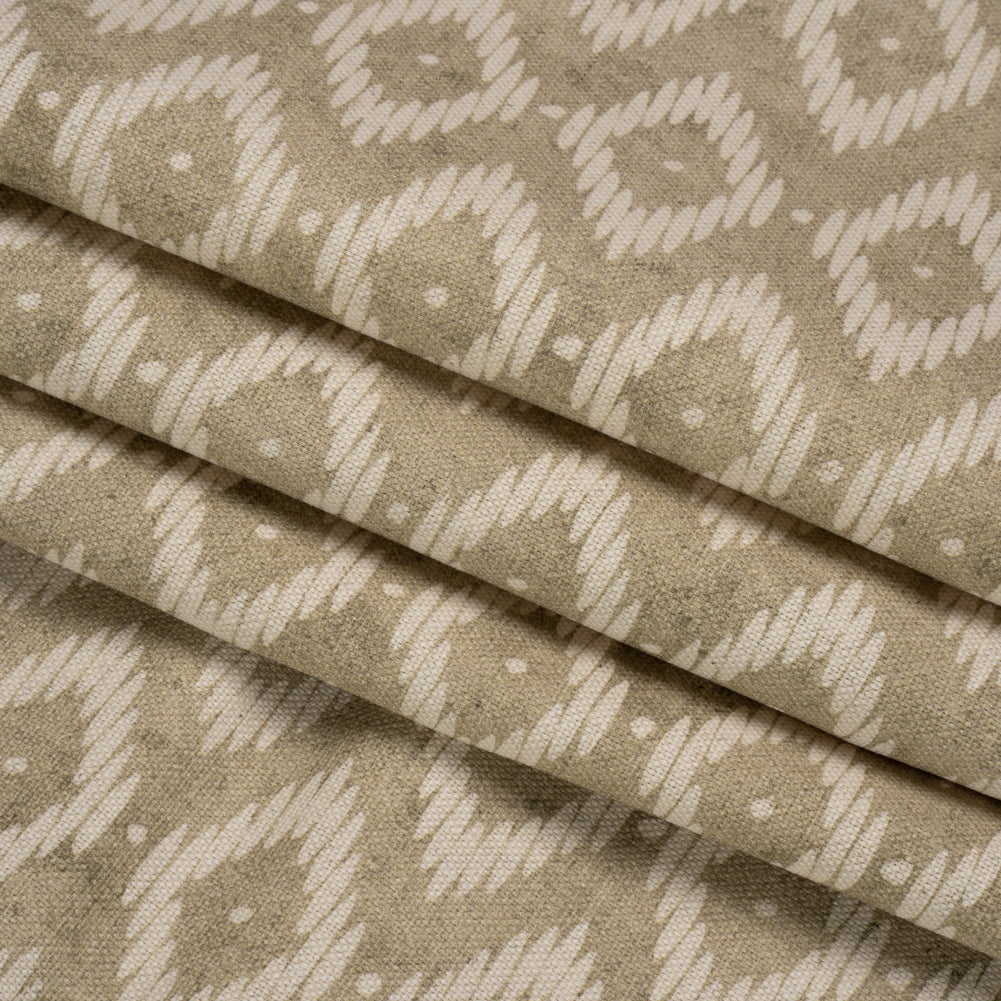 Cotton and Linen Canvas Print - Sand Diamonds and Dots - British Imported Folded
