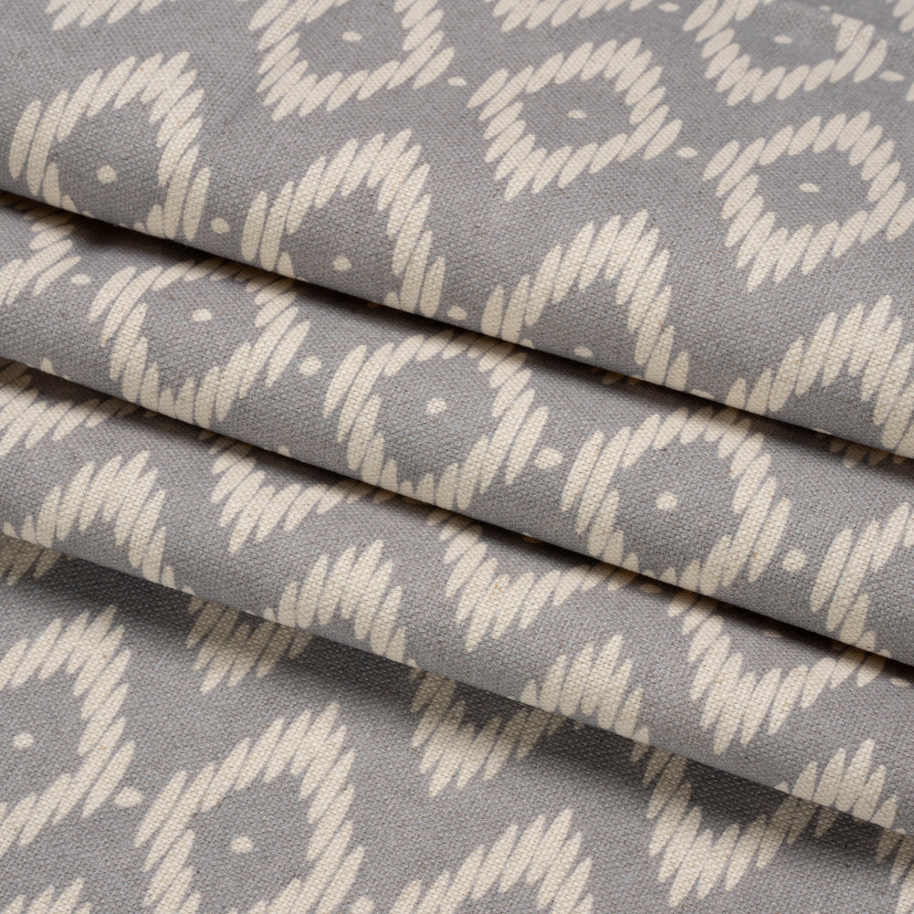 Cotton and Linen Canvas Print - Smoke Diamonds and Dots - British Imported Folded