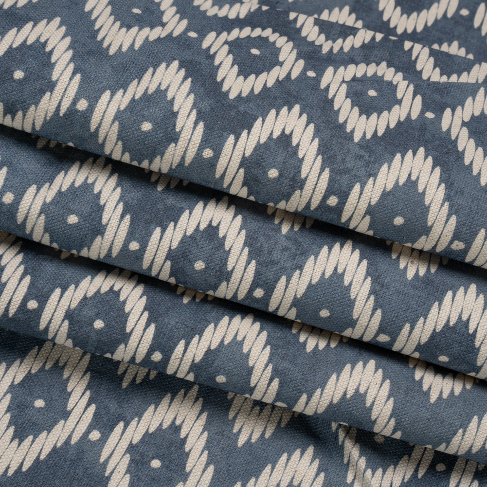 Cotton and Linen Canvas Print - Steel Diamonds and Dots - British Imported Folded