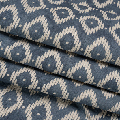 Cotton and Linen Canvas Print - Steel Diamonds and Dots - British Imported Folded