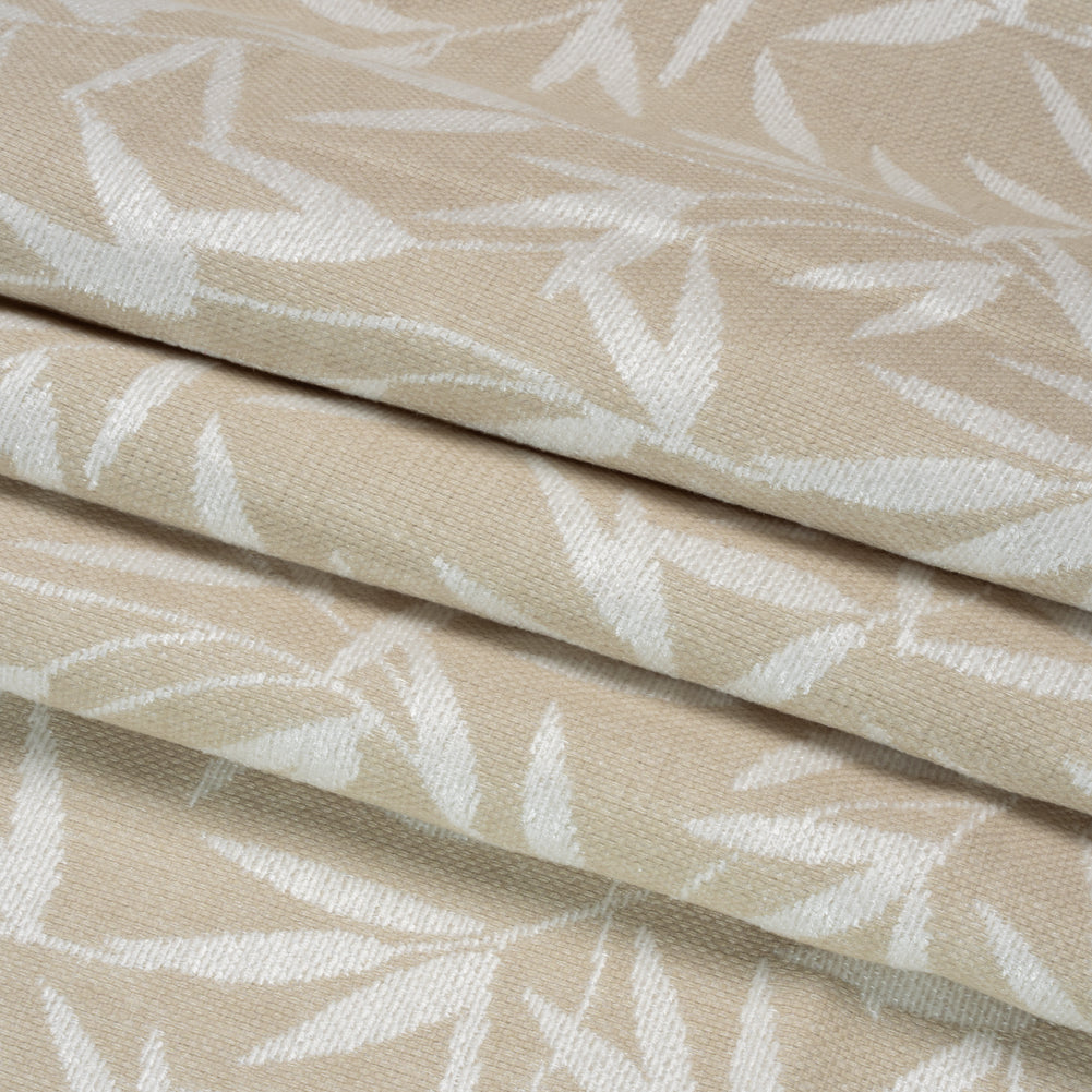 Chenille Drapery Jacquard - Natural Willow Leaves - British Imported Folded