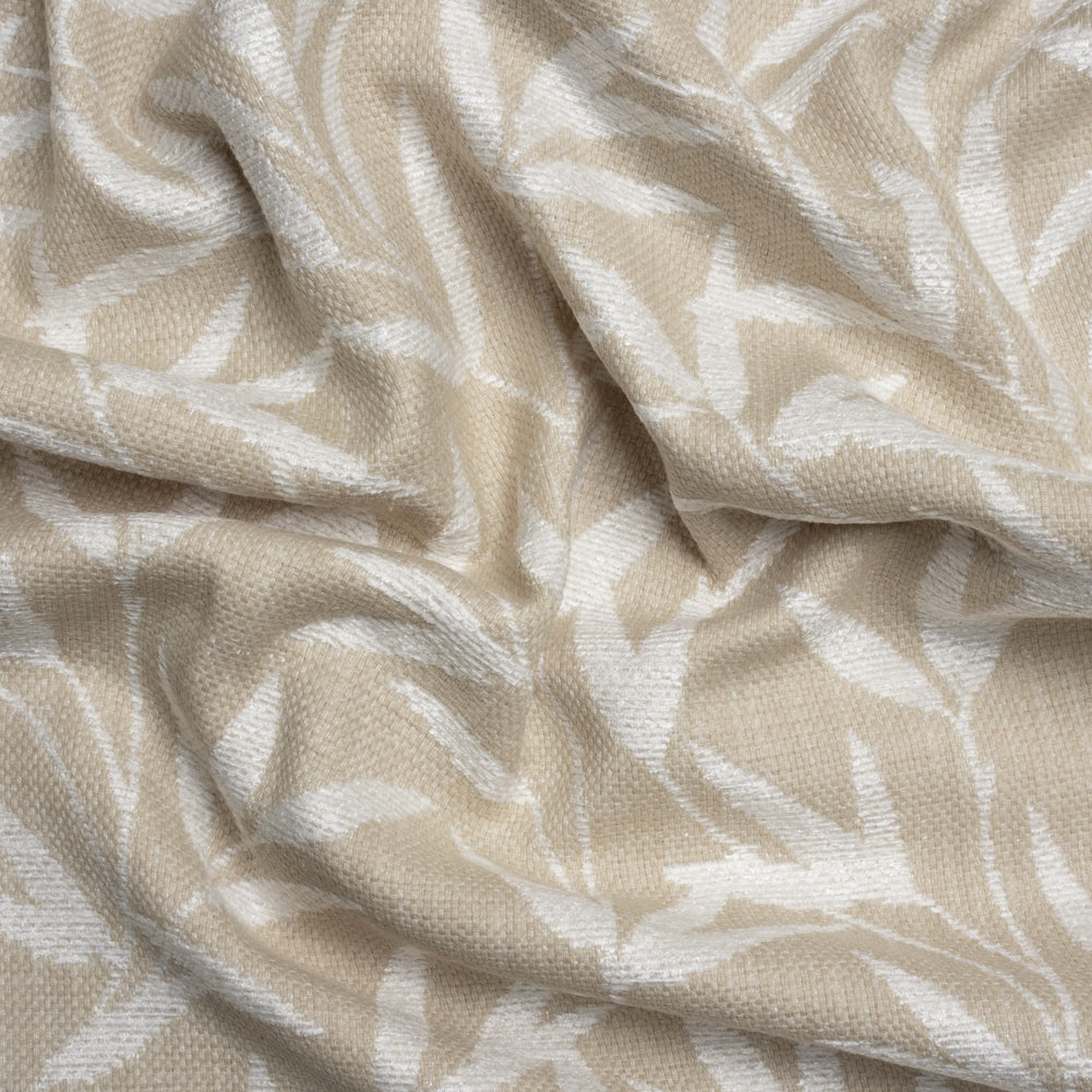 Chenille Drapery Jacquard - Natural Willow Leaves - British Imported