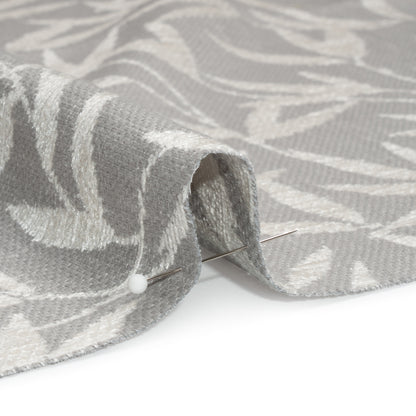 Chenille Drapery Jacquard - Steel Willow Leaves - British Imported Detail