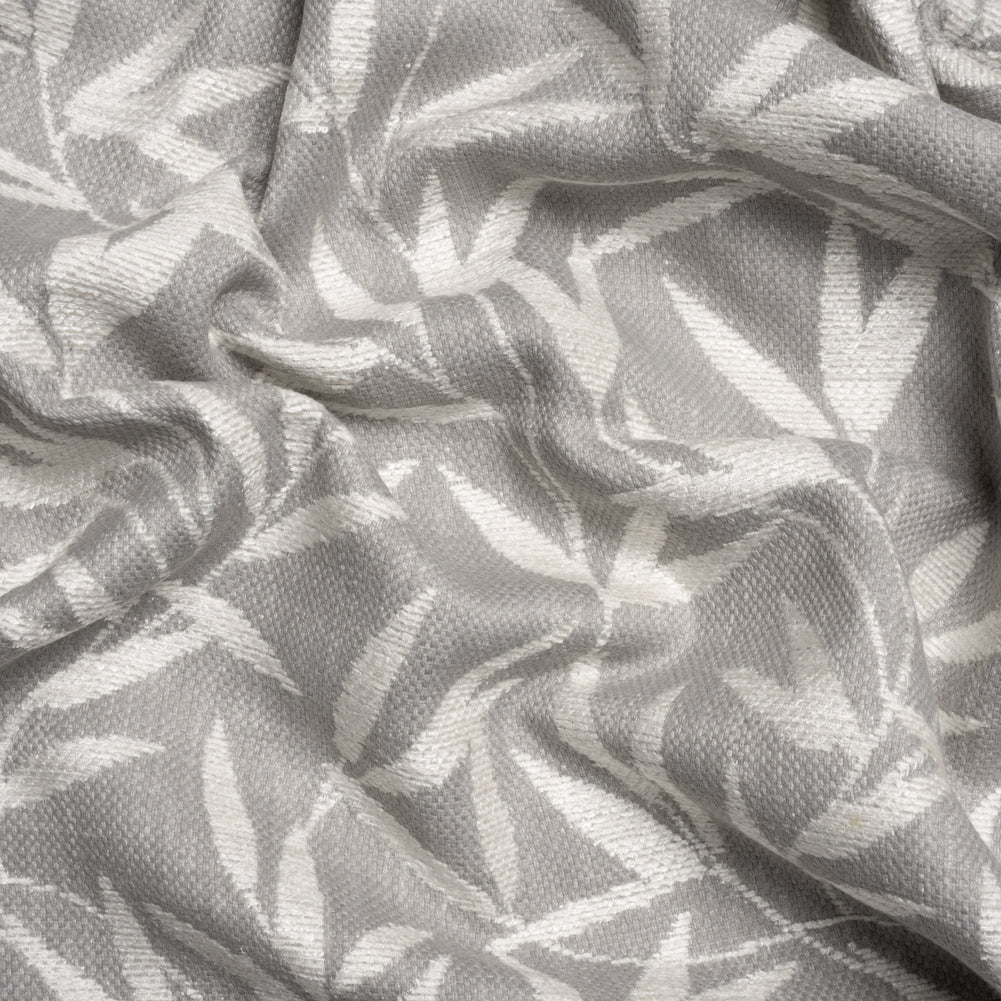 Chenille Drapery Jacquard - Steel Willow Leaves - British Imported