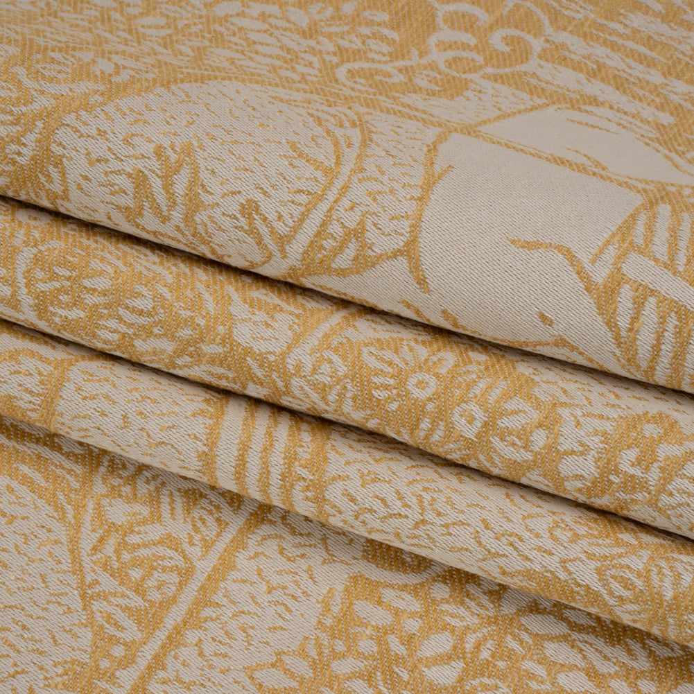 Drapery Jacquard - Ochre Pastoral Scenes - British Imported Folded