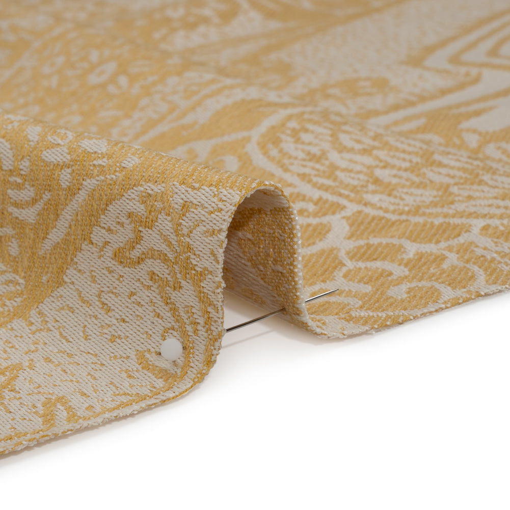 Drapery Jacquard - Ochre Pastoral Scenes - British Imported Detail