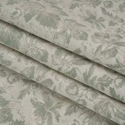 Drapery Jacquard - Duckegg Leaves and Buds - British Imported Folded