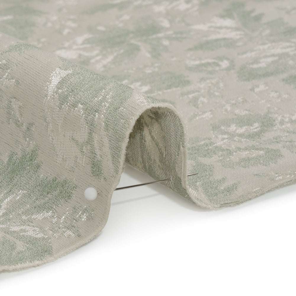 Drapery Jacquard - Duckegg Leaves and Buds - British Imported Detail