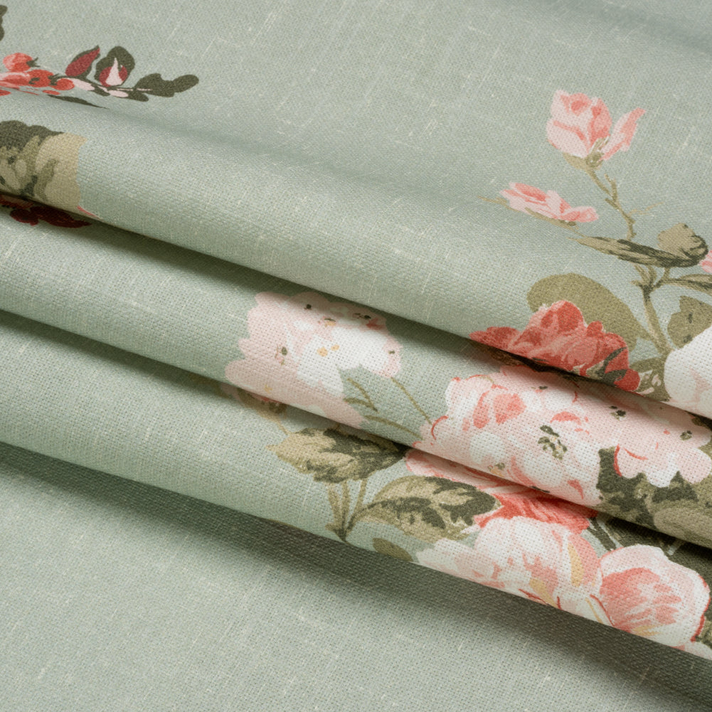 Brushed Cotton Canvas Print - Sage Elegant Floral - British Imported Folded