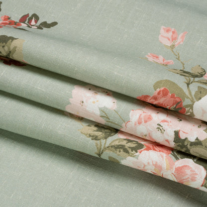Brushed Cotton Canvas Print - Sage Elegant Floral - British Imported Folded