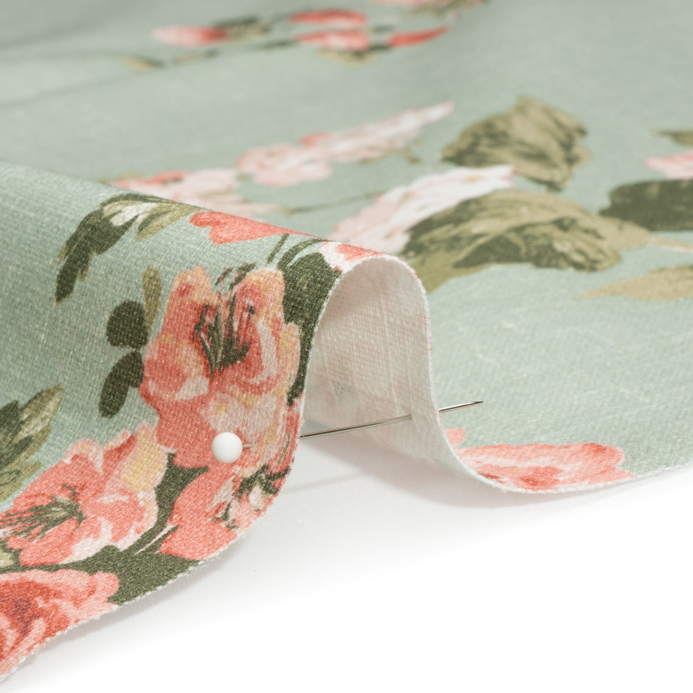 Brushed Cotton Canvas Print - Sage Elegant Floral - British Imported Detail