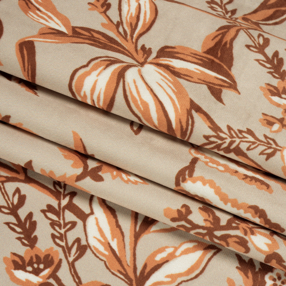 Polyester Microvelvet Print - Ember Floral - British Imported Folded