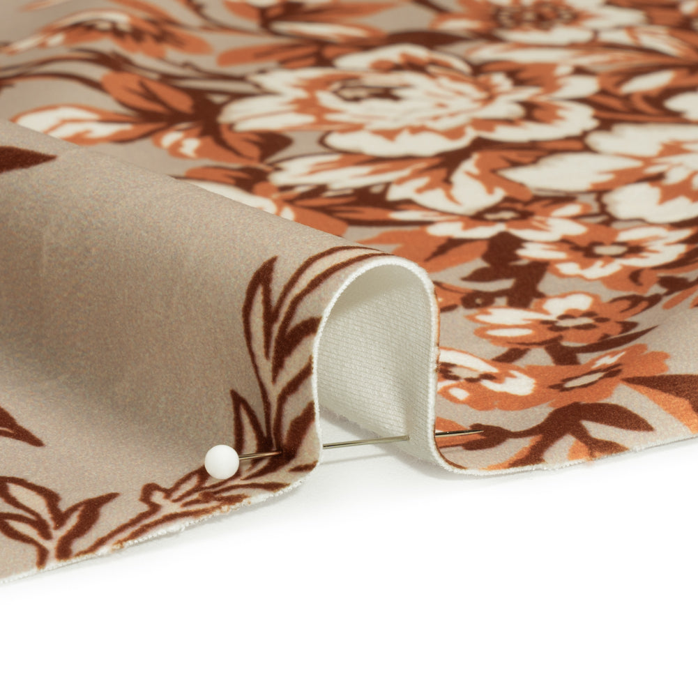 Polyester Microvelvet Print - Ember Floral - British Imported Detail