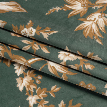 Polyester Microvelvet Print - Fern Floral - British Imported Folded