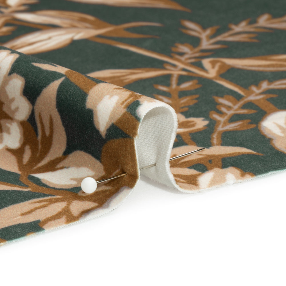 Polyester Microvelvet Print - Fern Floral - British Imported Detail