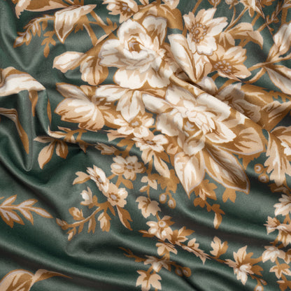 Polyester Microvelvet Print - Fern Floral - British Imported