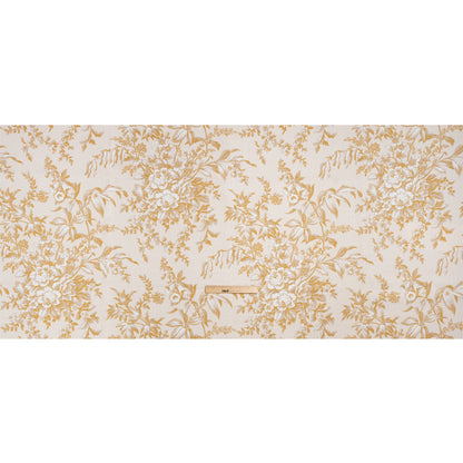 Cotton Canvas Print - Ochre Floral Bouquets - British Imported Full