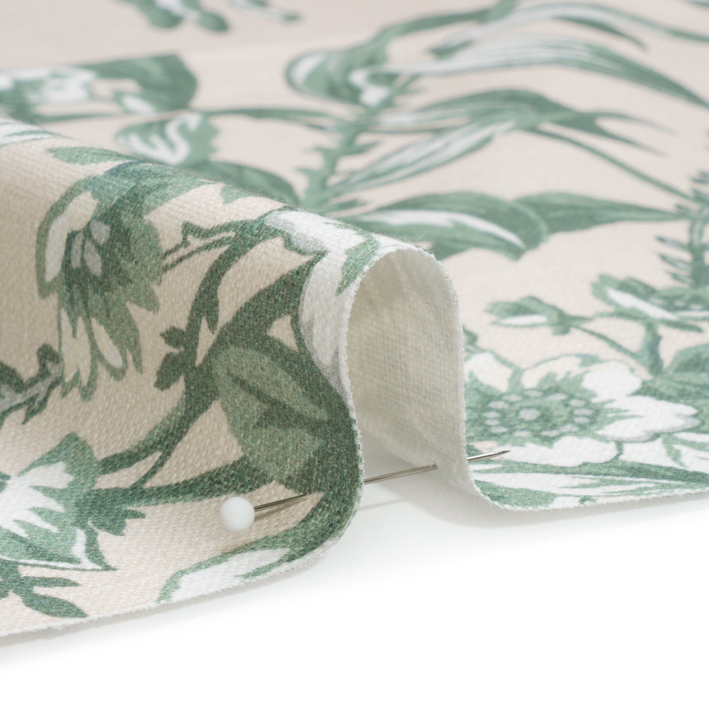 Cotton Canvas Print - Sage Floral Bouquets - British Imported Detail