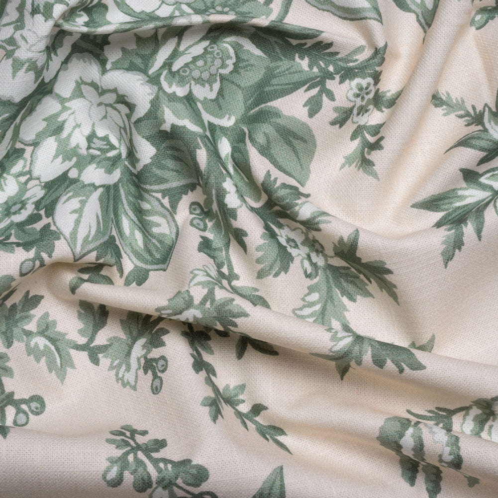 Cotton Canvas Print - Sage Floral Bouquets - British Imported