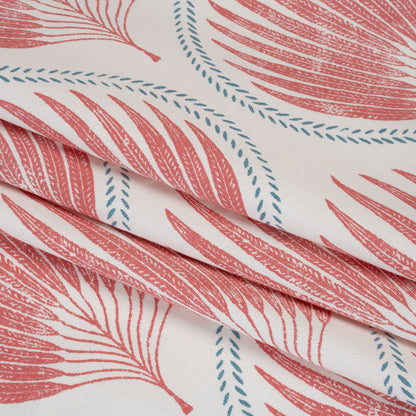 Cotton Canvas Print - Strawberry Palm Leaf Ogee - British Imported