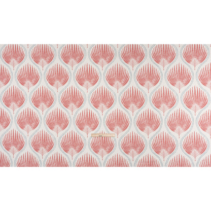 Cotton Canvas Print - Strawberry Palm Leaf Ogee - British Imported