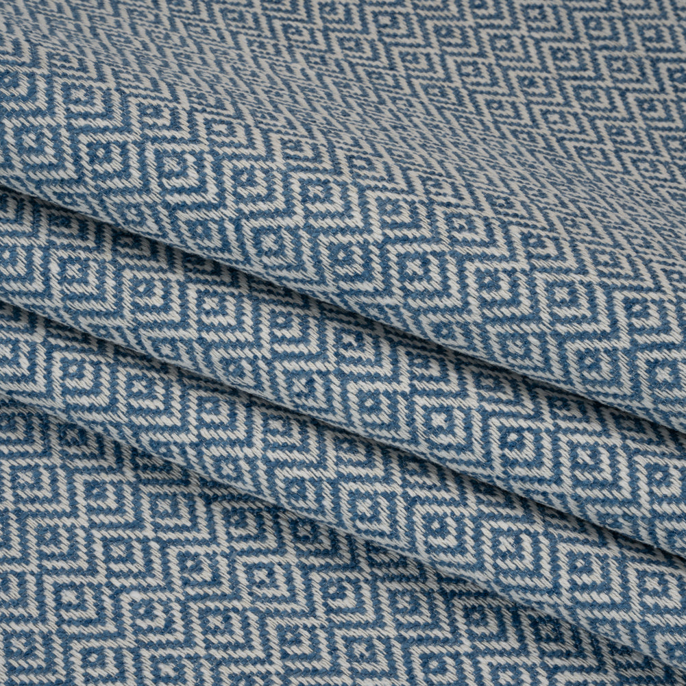 Boucle Drapery Twill - Indigo Birdseye Diamonds - British Imported - Folded