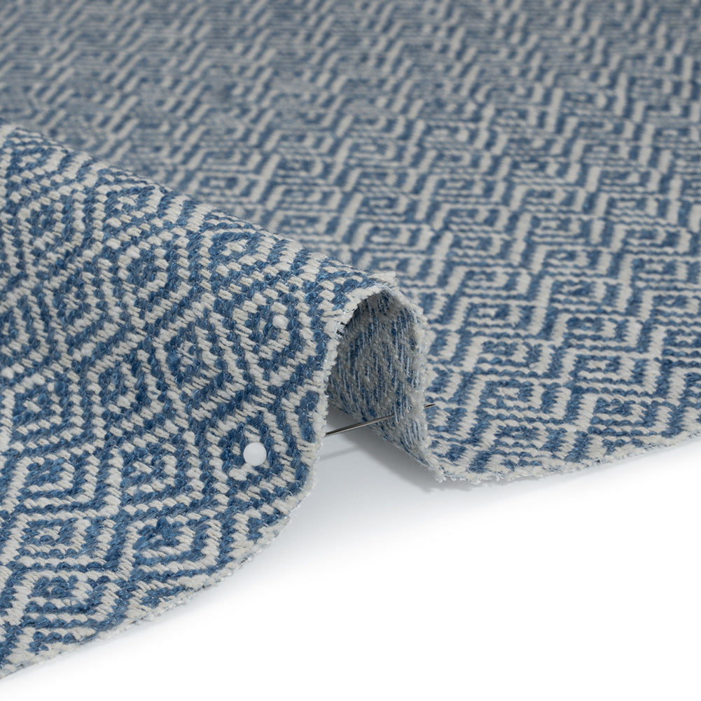 Boucle Drapery Twill - Indigo Birdseye Diamonds - British Imported - Detail