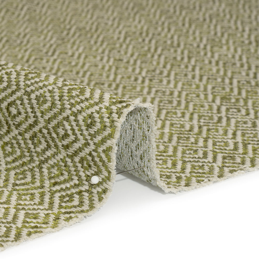 Boucle Drapery Twill - Olive Birdseye Diamonds - British Imported