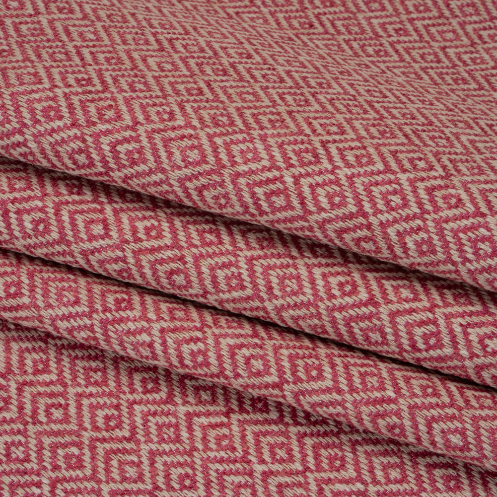 Boucle Drapery Twill - Raspberry Birdseye Diamonds - British Imported