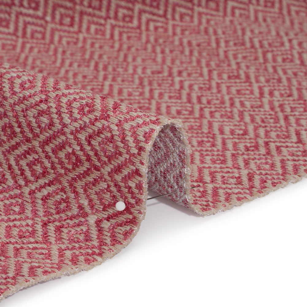 Boucle Drapery Twill - Raspberry Birdseye Diamonds - British Imported