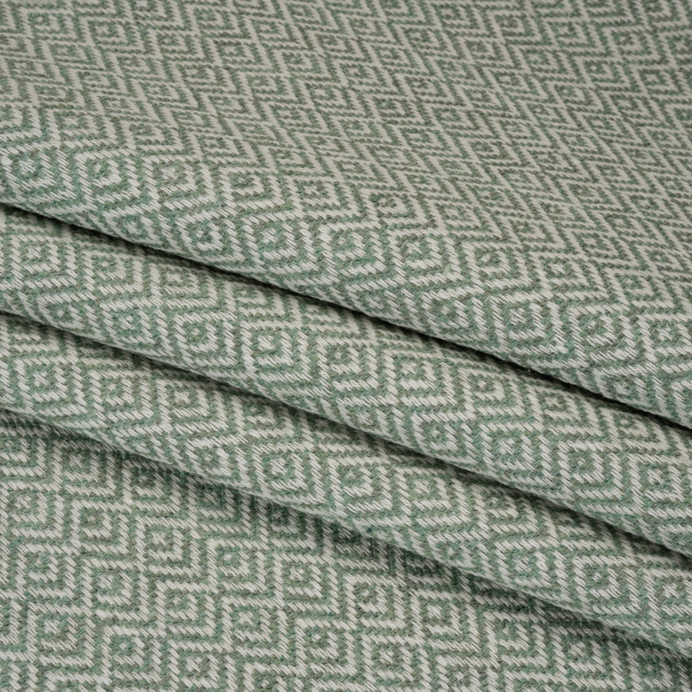 Boucle Drapery Twill - Seafoam Birdseye Diamonds - British Imported - Folded