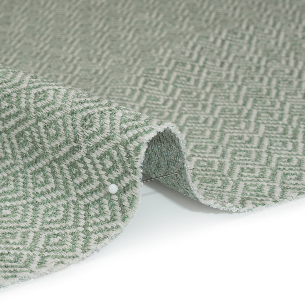 Boucle Drapery Twill - Seafoam Birdseye Diamonds - British Imported - Detail