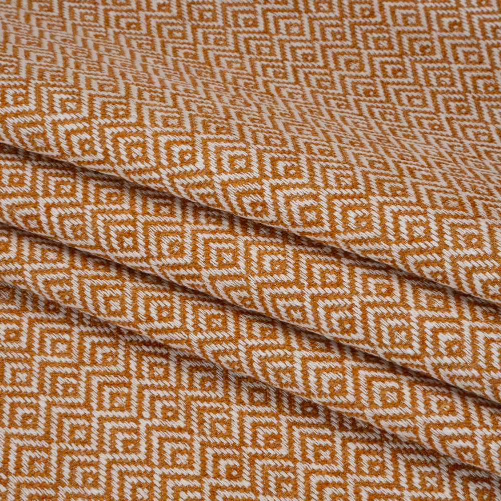 Boucle Drapery Twill - Tangerine Birdseye Diamonds - British Imported - Folded