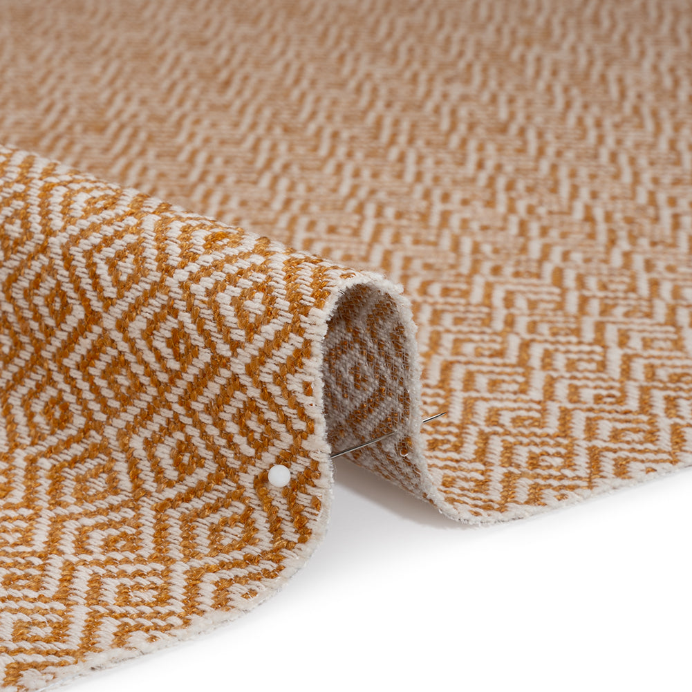 Boucle Drapery Twill - Tangerine Birdseye Diamonds - British Imported - Detail