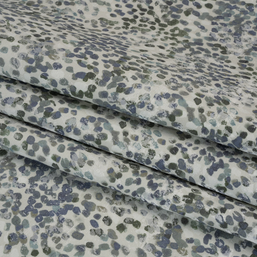 Drapery Jacquard Print - Denim Bouncing Spots - British Imported - Folded