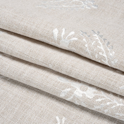 Embroidered Textured Drapery Woven - Almond Flowering Ferns - British Imported Folded