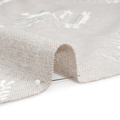Embroidered Textured Drapery Woven - Almond Flowering Ferns - British Imported Detail
