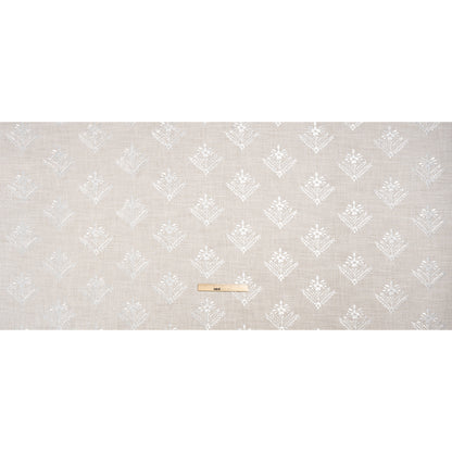 Embroidered Textured Drapery Woven - Almond Flowering Ferns - British Imported Full