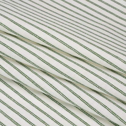 Slubbed Cotton Canvas Print - Bottle Green Candy Striped - British Imported Folded